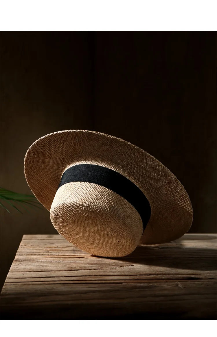 Chapéu Panamá Clássico de Palha Natural com Laço – Praia Unissexo