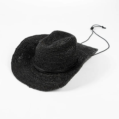 Hand-Crocheted Natural Raffia Hat