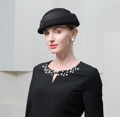Elegant Wool Pillbox Beret – Sophisticated Style
