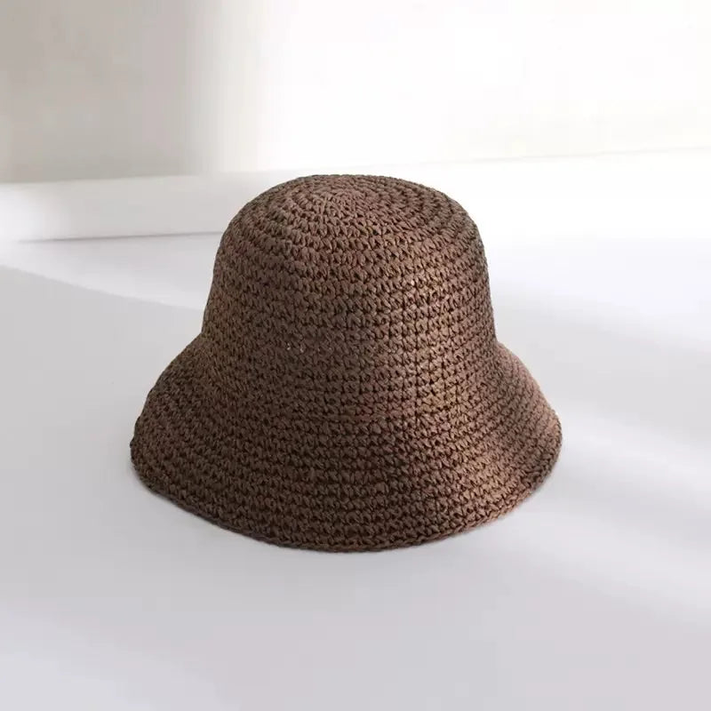 Chapéu de Palha Coreano com Viseira – Estilo Pescador Feminino Verão