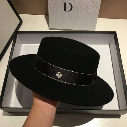 Chapéu Fedora de Lã Feltrada Aba Larga – Estilo Britânico Unissexo
