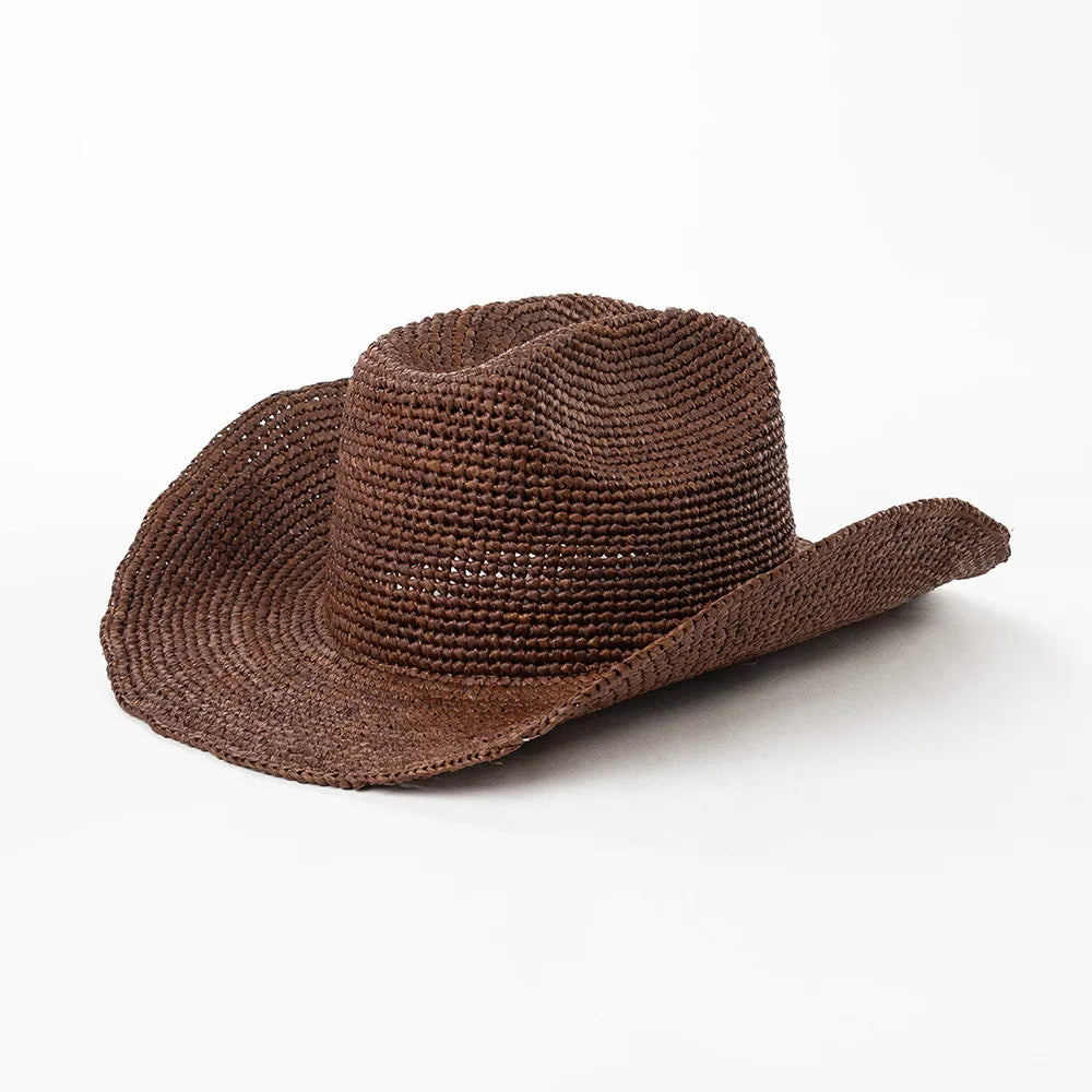 Hand-Crocheted Natural Raffia Hat