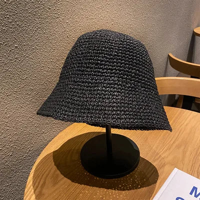 Chapéu de Palha Coreano com Viseira – Estilo Pescador Feminino Verão