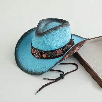 Chapéu de Palha Trançada — Estilo Western Unissexo