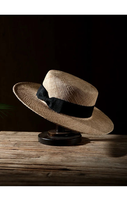 Chapéu Panamá Clássico de Palha Natural com Laço – Praia Unissexo