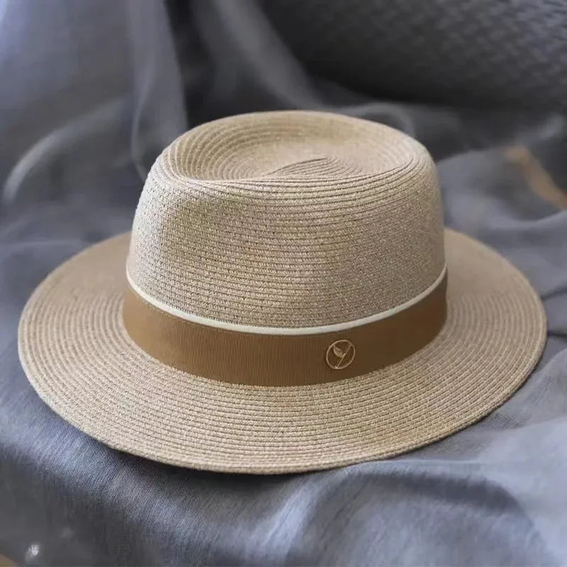 Natural Panama straw hat – wide brim UV protection summer beach fedora gift