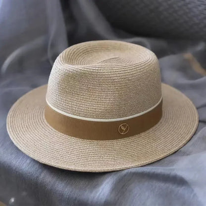 Natural Panama straw hat – wide brim UV protection summer beach fedora gift