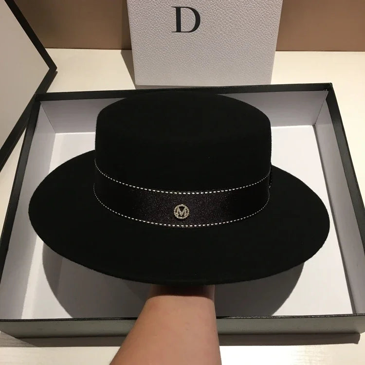 Chapéu Fedora de Lã Feltrada Aba Larga – Estilo Britânico Unissexo