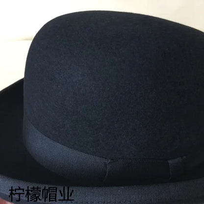 Chapéu Bowler de Lã Pura – Estilo Vitoriano Clássico