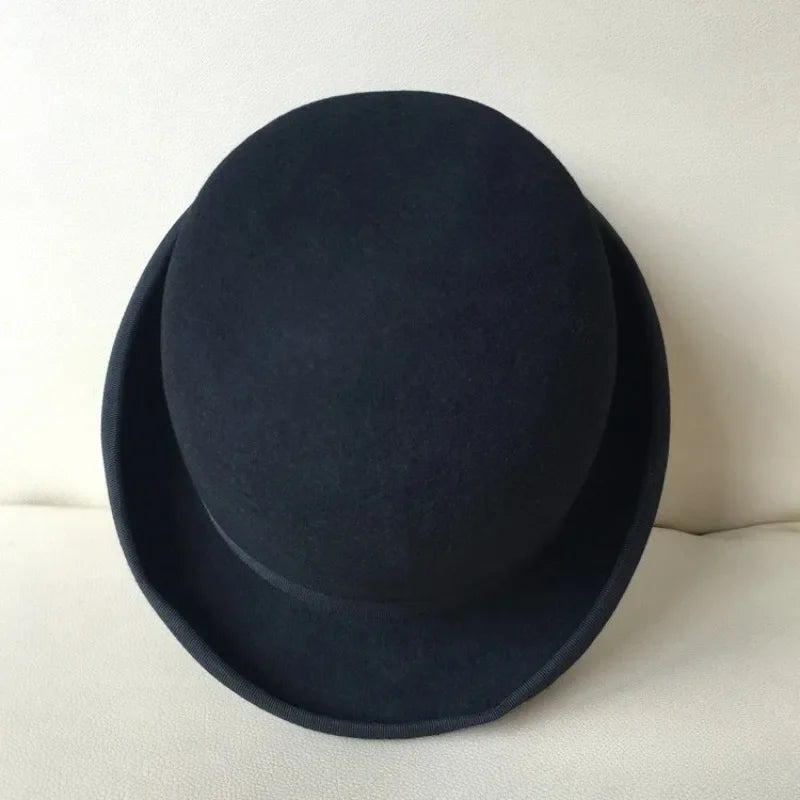 Chapéu Bowler de Lã Pura – Estilo Vitoriano Clássico