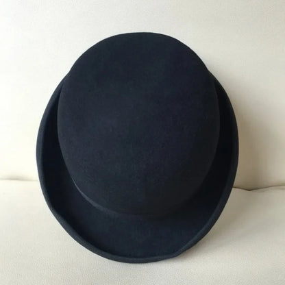 Chapéu Bowler de Lã Pura – Estilo Vitoriano Clássico