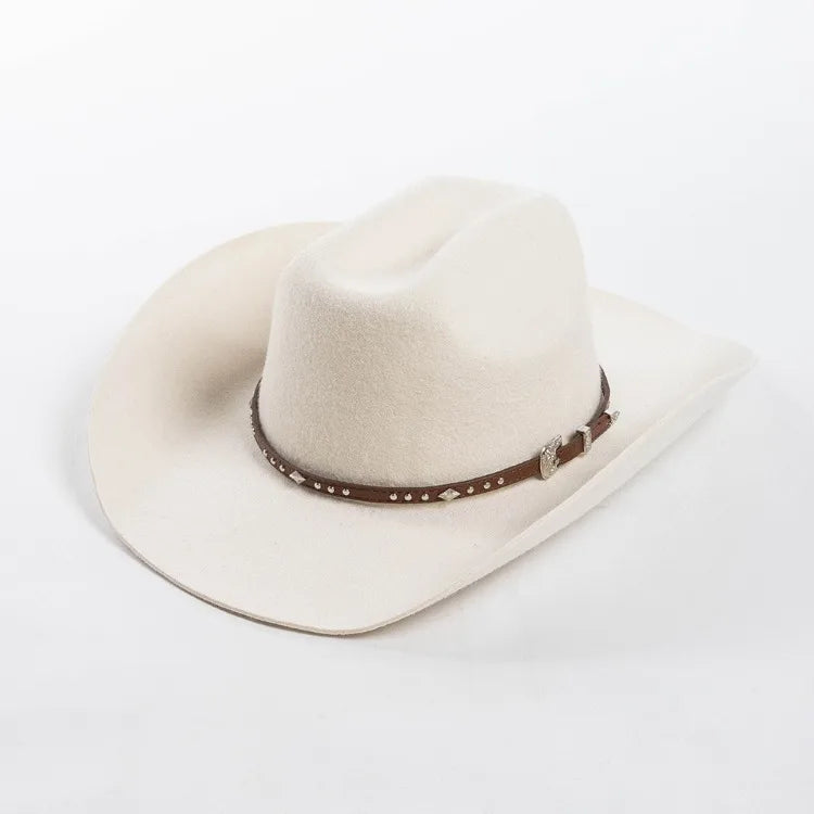 Chapéu Cowboy Lã 100% com Faixa Couro – Estilo Western