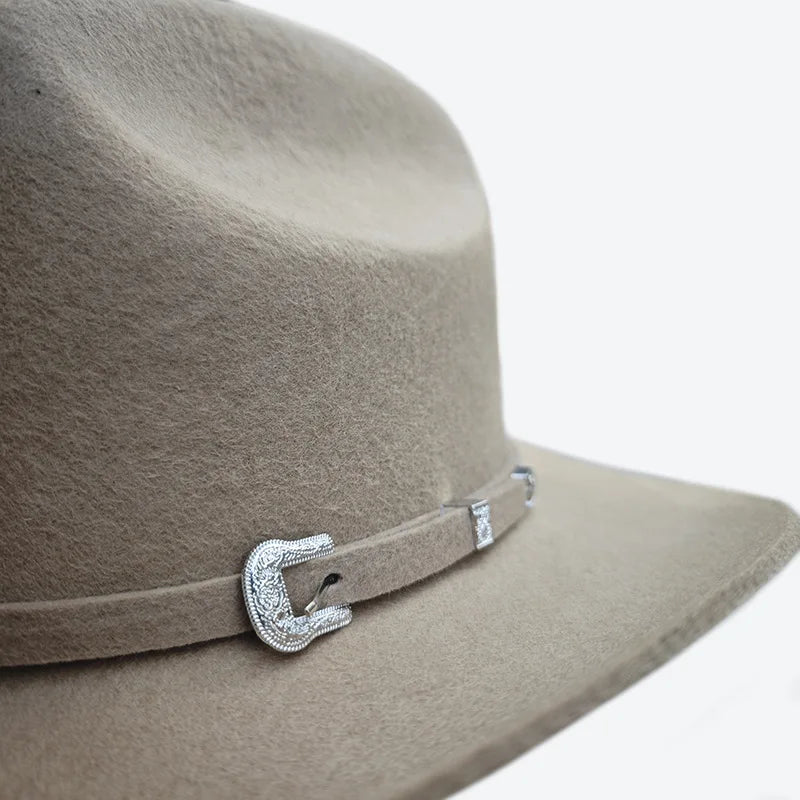 Chapéu Cowboy Lã 100% Aba Curva – Estilo Western Clássico