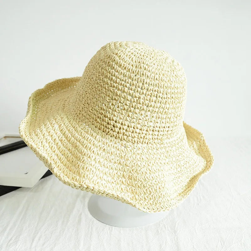 Chapéu de Palha Coreano com Viseira – Estilo Pescador Feminino Verão