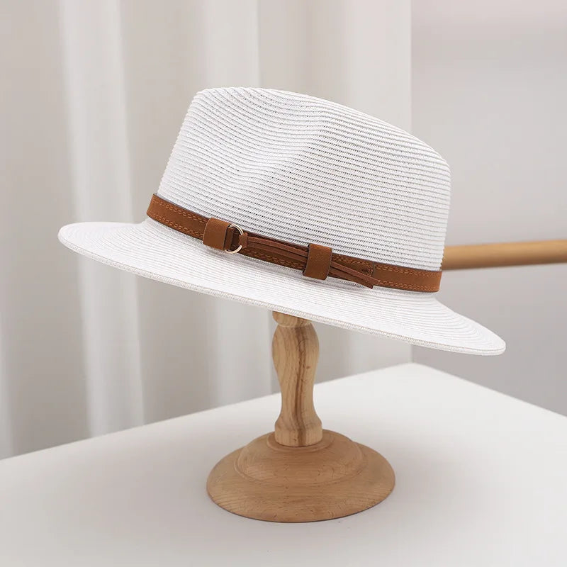 Woven Straw Hat with Wide Brim for Summer