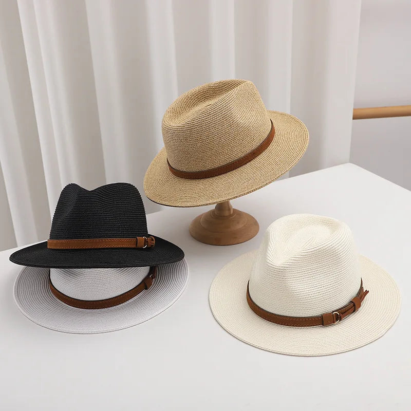 Woven Straw Hat with Wide Brim for Summer