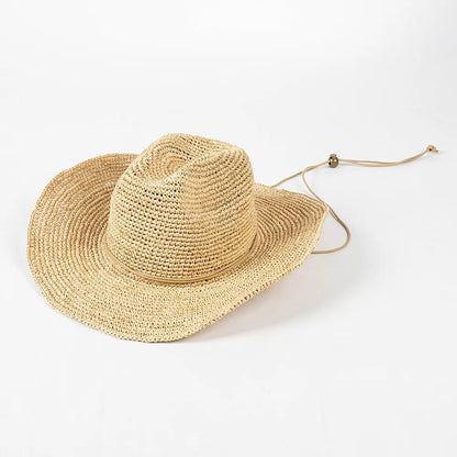 Hand-Crocheted Natural Raffia Hat