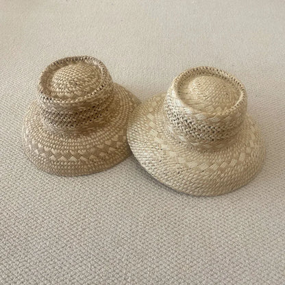 Chapéu de Sol Raffia Retro Francês – Oco Respirável Topo Côncavo Feminino Verão
