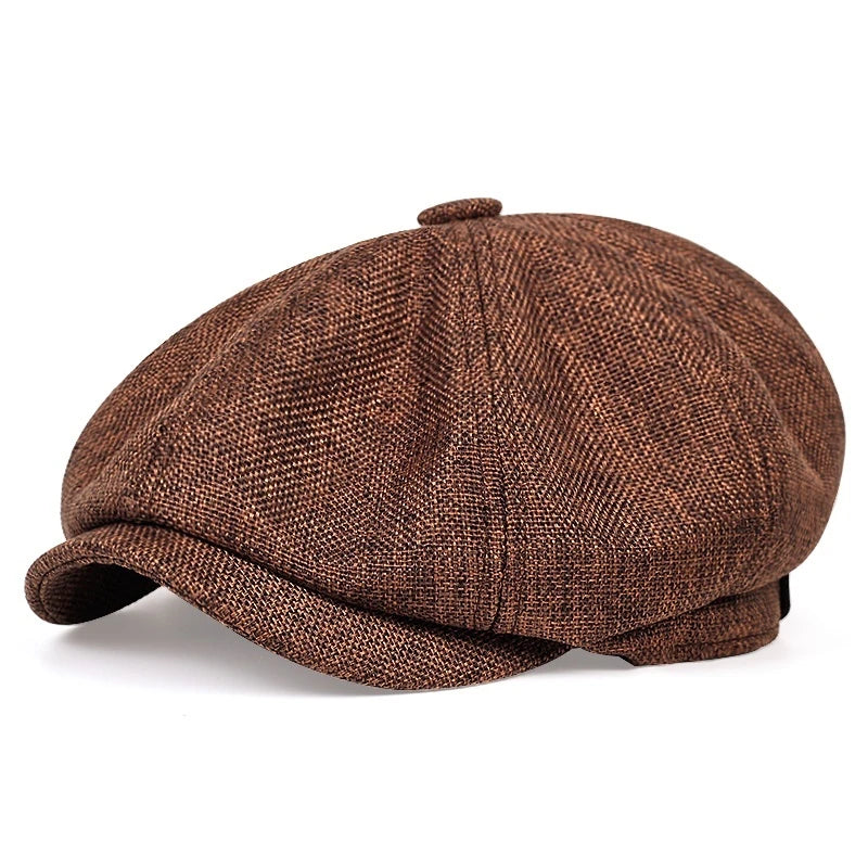 Boina Retro Estilo Britânico Premium – Chapéu Octogonal Espinha de Peixe