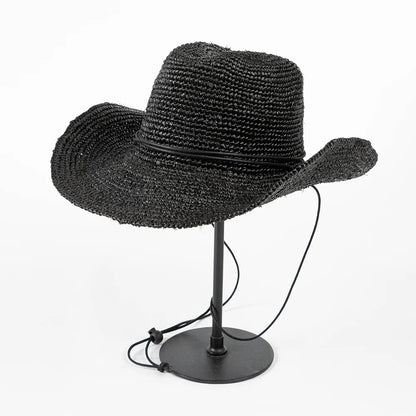 Hand-Crocheted Natural Raffia Hat