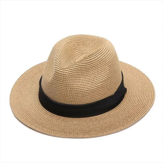 XL big head 63cm straw sun hat UPF50+ – plus size unisex beach travel Panama hat