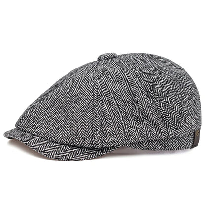 Boina Retro Estilo Britânico Premium – Chapéu Octogonal Espinha de Peixe