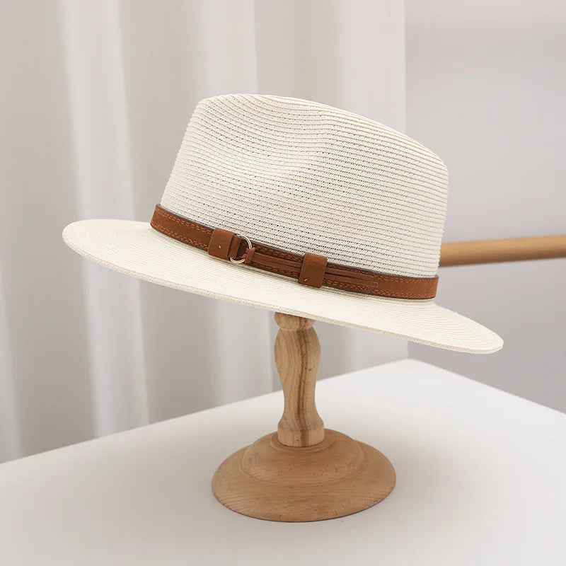 Woven Straw Hat with Wide Brim for Summer