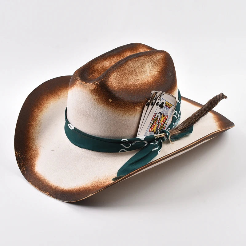 Pure Wool Felt Cowboy Hat - 9cm Wide Brim