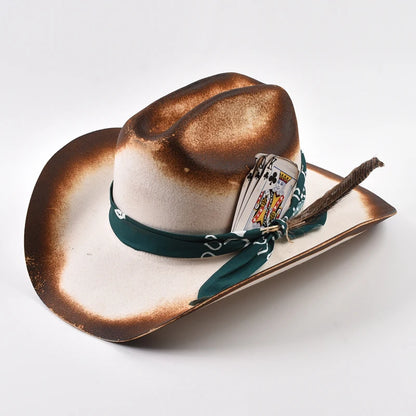 Pure Wool Felt Cowboy Hat - 9cm Wide Brim