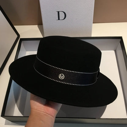 Chapéu Fedora de Lã Feltrada Aba Larga – Estilo Britânico Unissexo