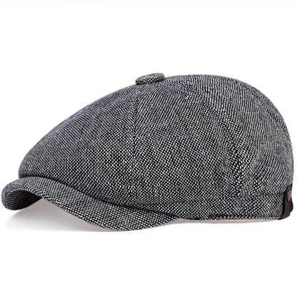 Boina Retro Estilo Britânico Premium – Chapéu Octogonal Espinha de Peixe