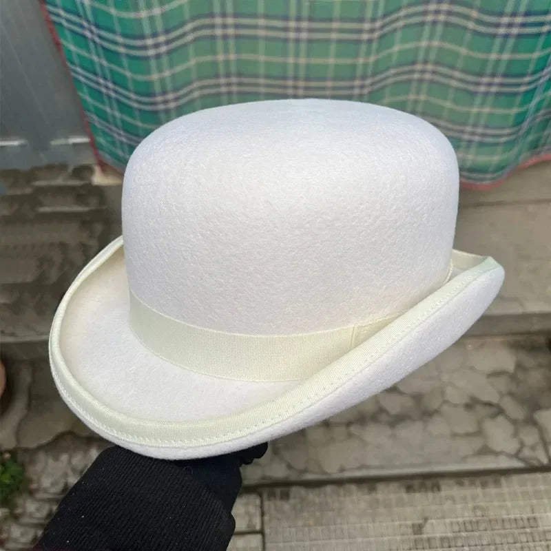 Chapéu Bowler de Lã Pura – Estilo Vitoriano Clássico