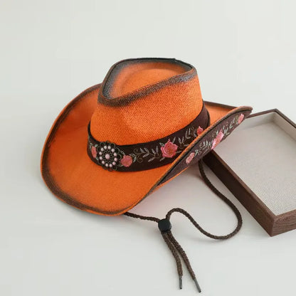 Chapéu de Palha Trançada — Estilo Western Unissexo