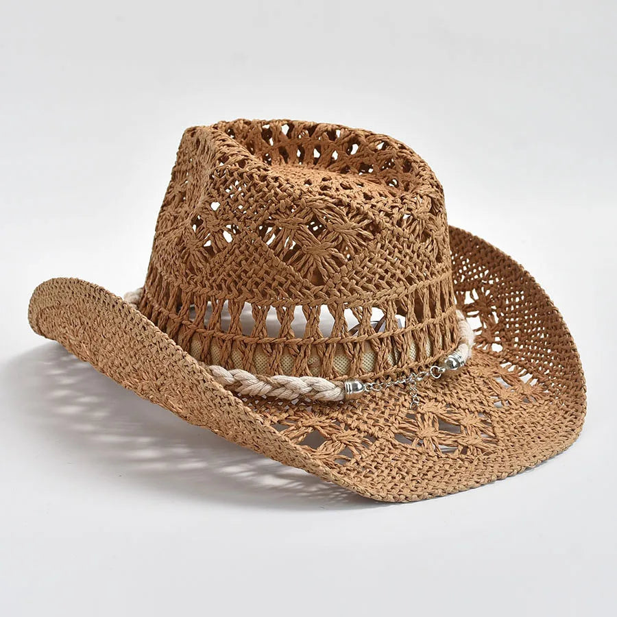 Chapéu de Palha Tecido à Mão com Conchas – Panama Feminino Praia Verão