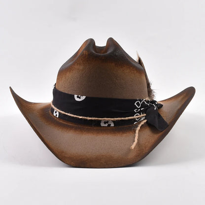 Pure Wool Felt Cowboy Hat - 9cm Wide Brim