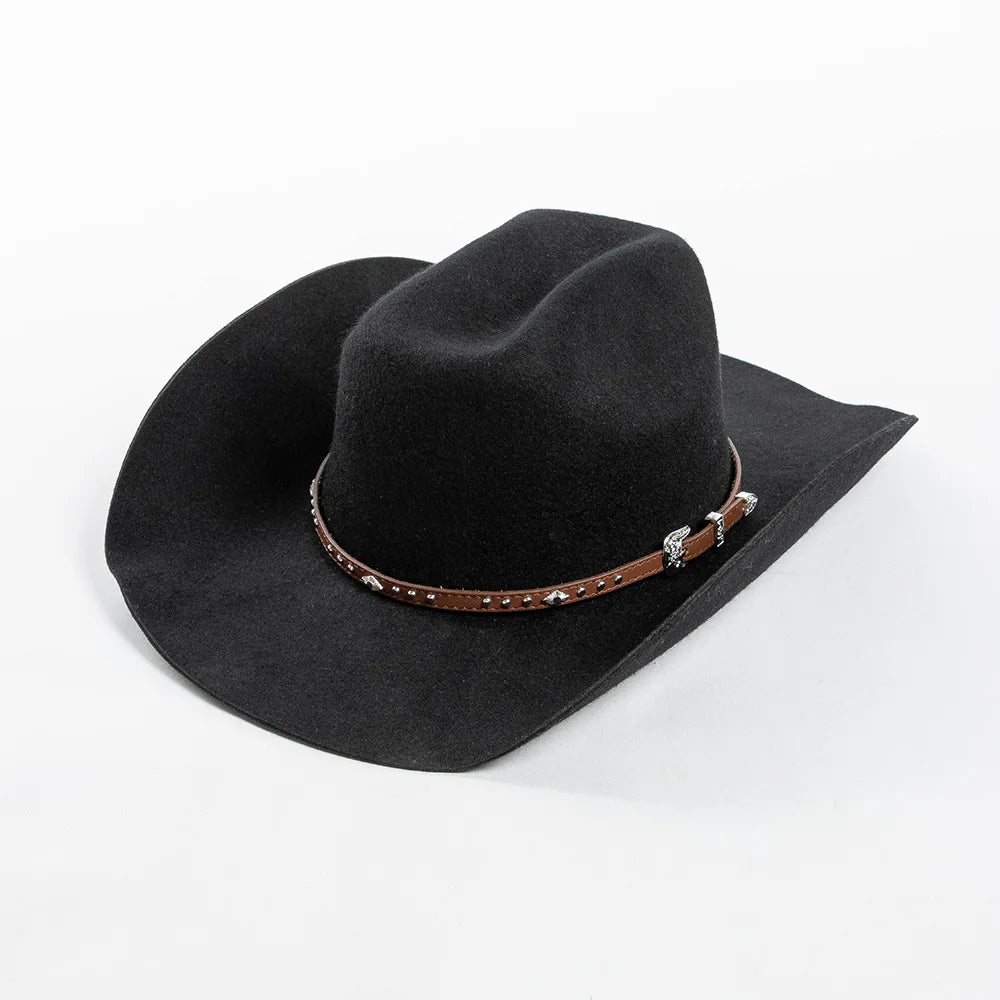 Chapéu Cowboy Lã 100% com Faixa Couro – Estilo Western