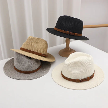 Woven Straw Hat with Wide Brim for Summer