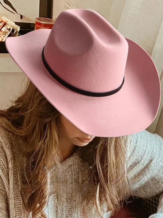 Premium 100% wool cowboy hat – unisex vintage felt hat with buckle band