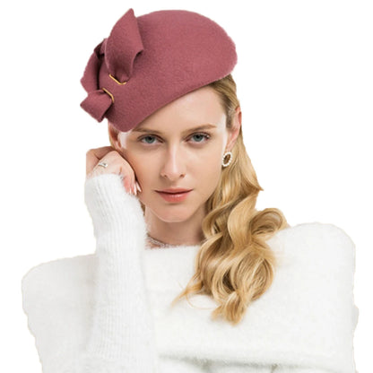 Wool felt pillbox fascinator hat – vintage elegant tea party Kentucky Derby hat