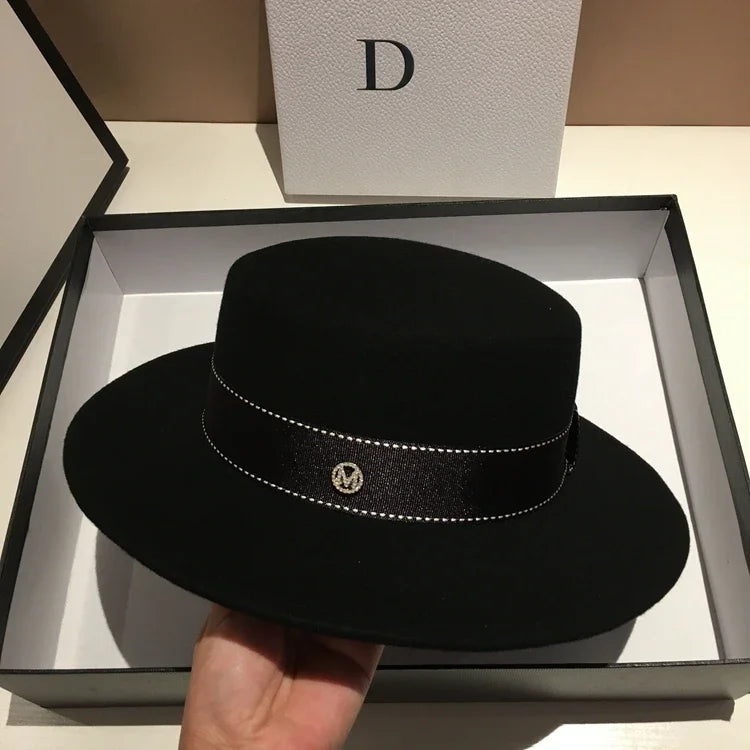 Chapéu Fedora de Lã Feltrada Aba Larga – Estilo Britânico Unissexo