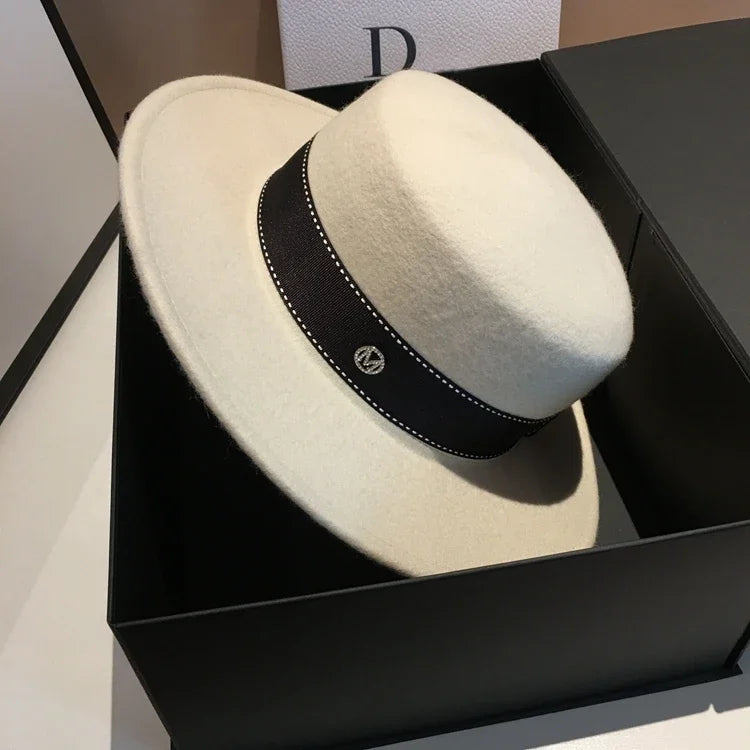 Chapéu Fedora de Lã Feltrada Aba Larga – Estilo Britânico Unissexo
