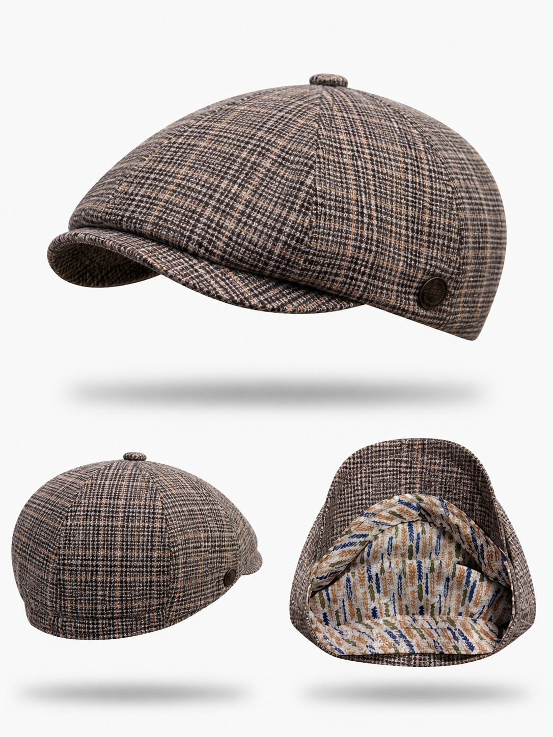 Boné Newsboy em Linho Xadrez Glen Plaid – Tamanho Elástico