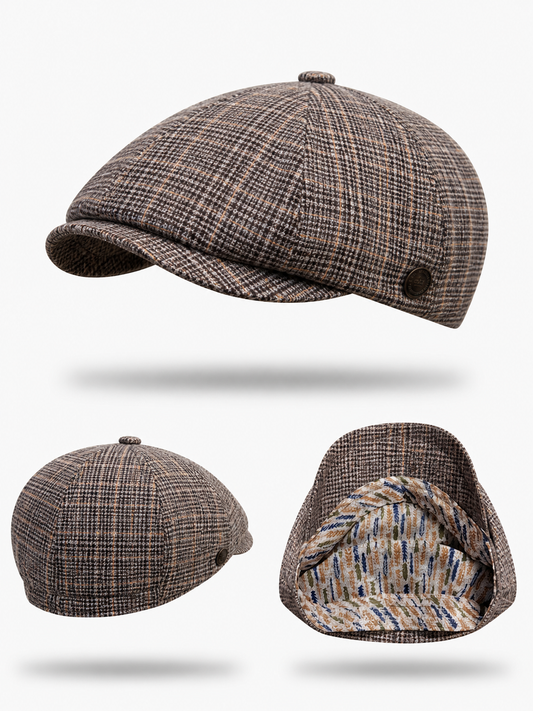 Boné Newsboy em Linho Xadrez Glen Plaid – Tamanho Elástico